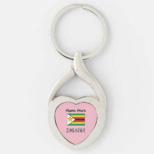 Zimbabwe Zimbabwean Flag Black Personalised Name  Key Ring