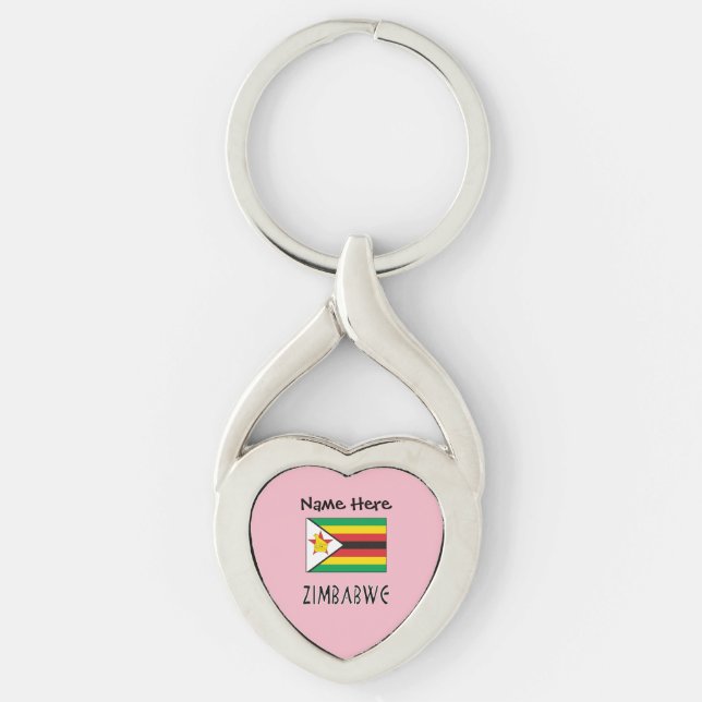 Zimbabwe Zimbabwean Flag Black Personalised Name  Key Ring (Front)