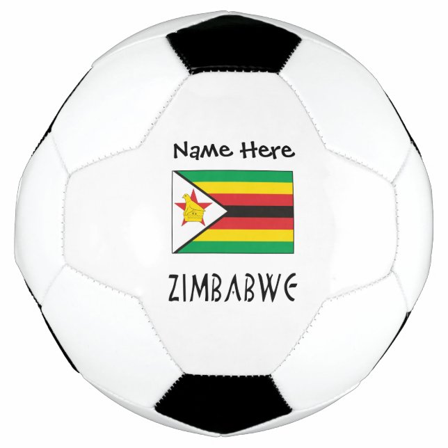 Zimbabwe Zimbabwean Flag Black Personalised Name  Soccer Ball (Front)