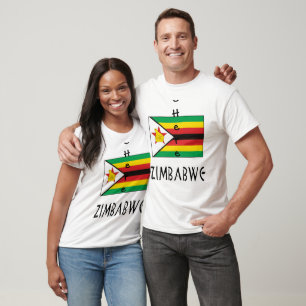 Zimbabwe Zimbabwean Flag Black Personalised Name T-Shirt