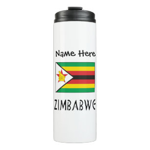Zimbabwe Zimbabwean Flag Black Personalised Name Thermal Tumbler