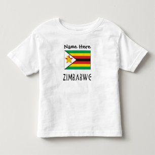 Zimbabwe Zimbabwean Flag Black Personalised Name Toddler T-Shirt