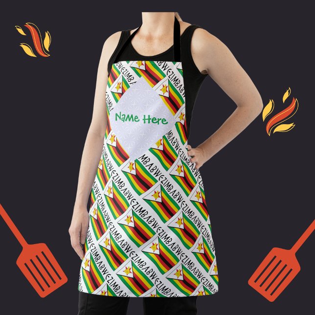 Zimbabwe Zimbabwean Flag Green Personalisation  Apron (Creator Uploaded)