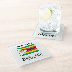 Zimbabwe Zimbabwean Flag Personalised Glass Coaster
