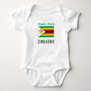 Zimbabwe Zimbabwean Flag Personalised Text Baby Bodysuit