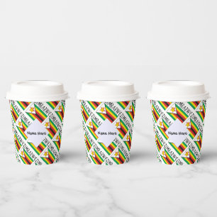 Zimbabwe Zimbabwean Flag Tiled Black Personalised Paper Cups