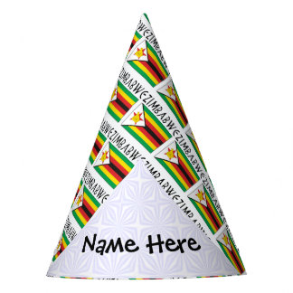 Zimbabwe Zimbabwean Flag Tiled Black Personalised  Party Hat