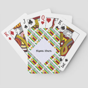 Zimbabwe Zimbabwean Flag Tiled Personalise Name Playing Cards