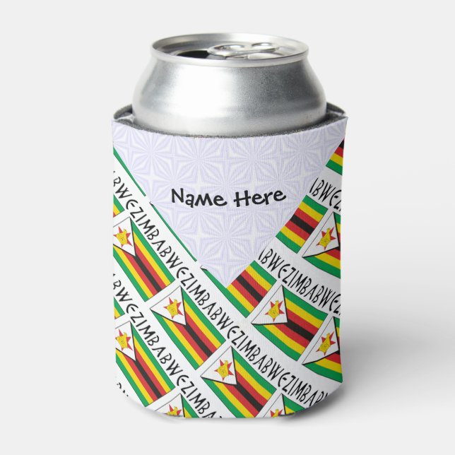 Zimbabwe Zimbabwean Flag Tiled Personalised  Can Cooler (Can Front)
