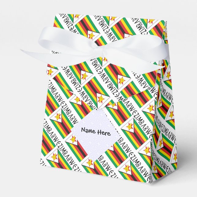 Zimbabwe Zimbabwean Flag Tiled Personalised  Favour Box (Front Side)
