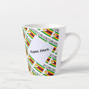 Zimbabwe Zimbabwean Flag Tiled Personalised  Latte Mug