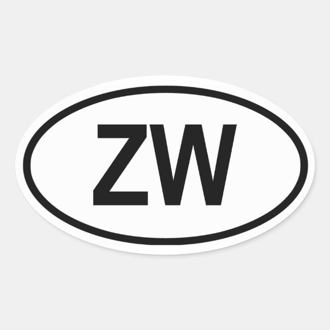 Zimbabwe "ZW" Oval Sticker (Front)