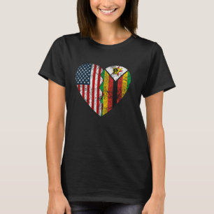 Zimbabwean American Flags Heart United States Zimb T-Shirt