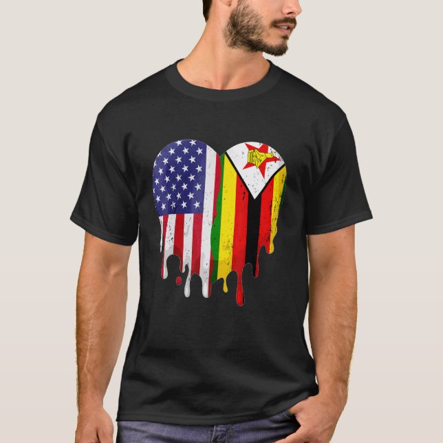 Zimbabwean American Patriot Grown Country Melting  T-Shirt (Front)