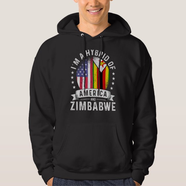 Zimbabwean American Patriot Grown Flag Humor Hoodie (Front)