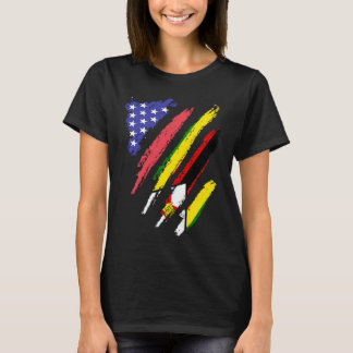 Zimbabwean American Patriot Grown Heart Flag Strip T-Shirt