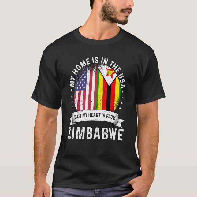 Zimbabwean American Patriot Grown Proud Home USA F T-Shirt (Front)