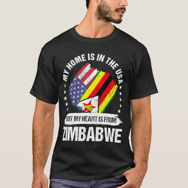 Zimbabwean American Patriot Grown Proud My Heart i T-Shirt (Front)