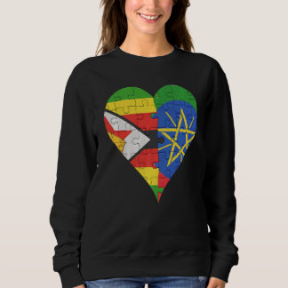 Zimbabwean Ethiopian Flag Heart Sweatshirt
