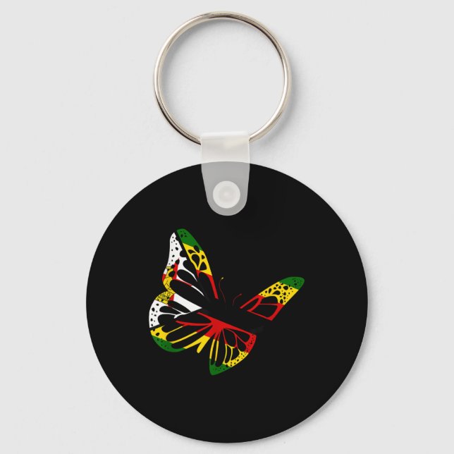 Zimbabwean Roots Butterfly Zimbabwe Flag Zimbabwea Key Ring (Front)