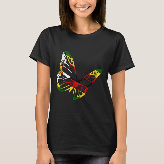 Zimbabwean Roots Butterfly Zimbabwe Flag Zimbabwea T-Shirt (Front)