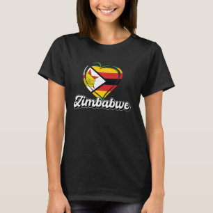 Zimbabwean Travel Heritage Heart Flag Zimbabwe T-Shirt