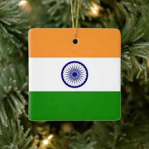 zIN001 Indian FLAG India, Ceramic Ornament