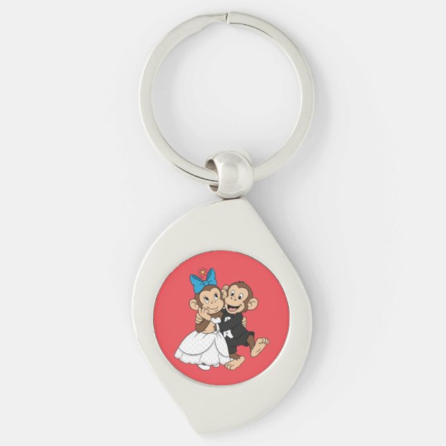 Zina & Mimo are the bride and groom. Key Ring (Front)