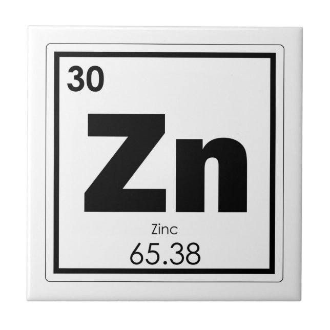 Zinc chemical element symbol chemistry formula gee ceramic tile (Front)