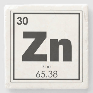 Zinc chemical element symbol chemistry formula gee stone coaster