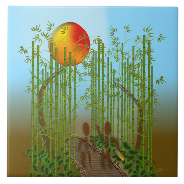 Zinglees ~ Bamboo Ceramic Tile (Front)