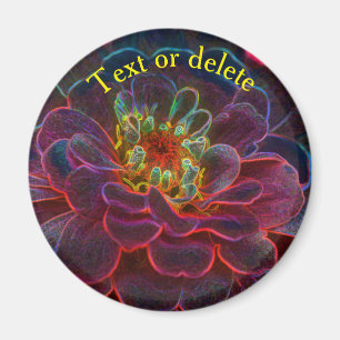 Zinnia Abstract Flower Art Personalised Magnet