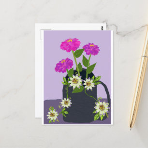 Zinnia and Passion flower Postcard