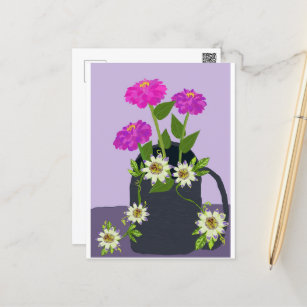 Zinnia and Passion flower  Postcard