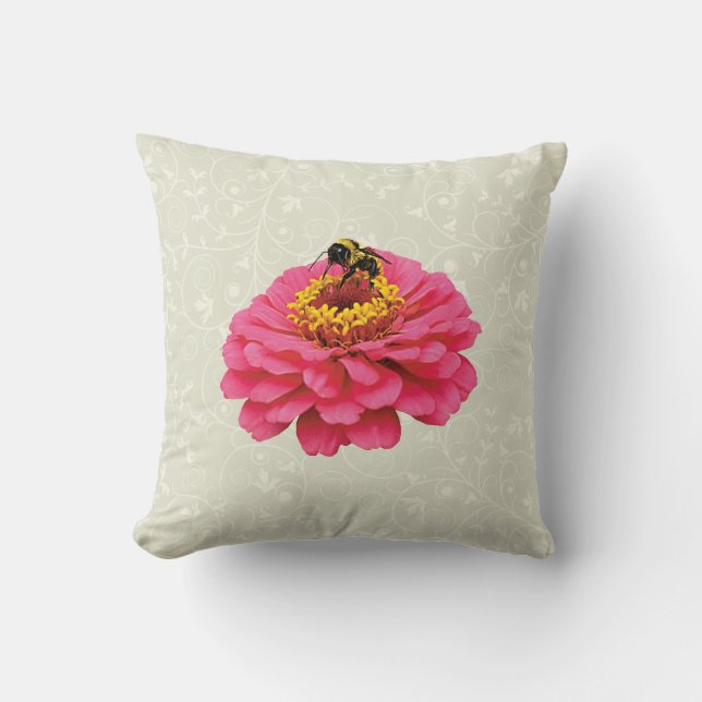 Zinnia and the Bee Cushion (Front)