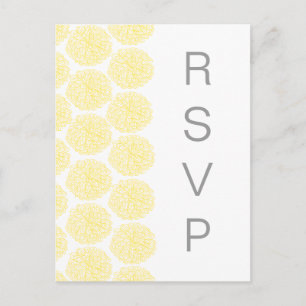 Zinnia Border RSVP Postcard, Yellow Invitation Postcard