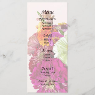 Zinnia Bouquet Mixed Colours Wedding Menu