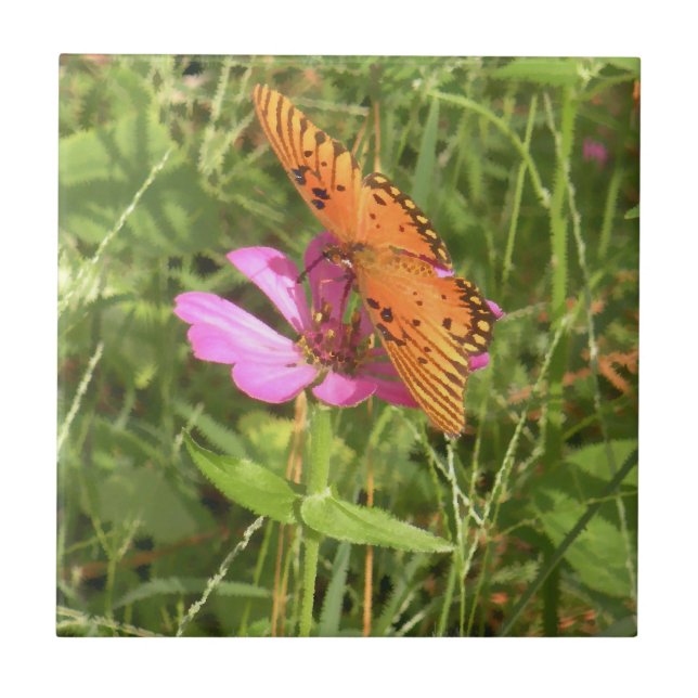 Zinnia & Butterfly Tile (Front)
