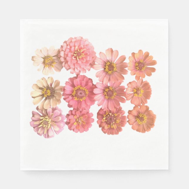 Zinnia Collage Paper Napkin (Front)