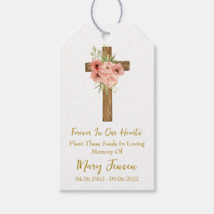 Zinnia Cross Memorial Funeral Seed Packet Gift Tags