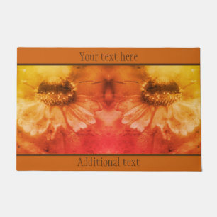 Zinnia Daisy Flower In Sepia Vintage Personalized Doormat