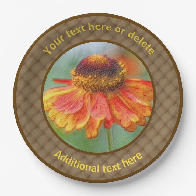 Zinnia Daisy Flower Nature Art Personalised Party  Paper Plate (Front)