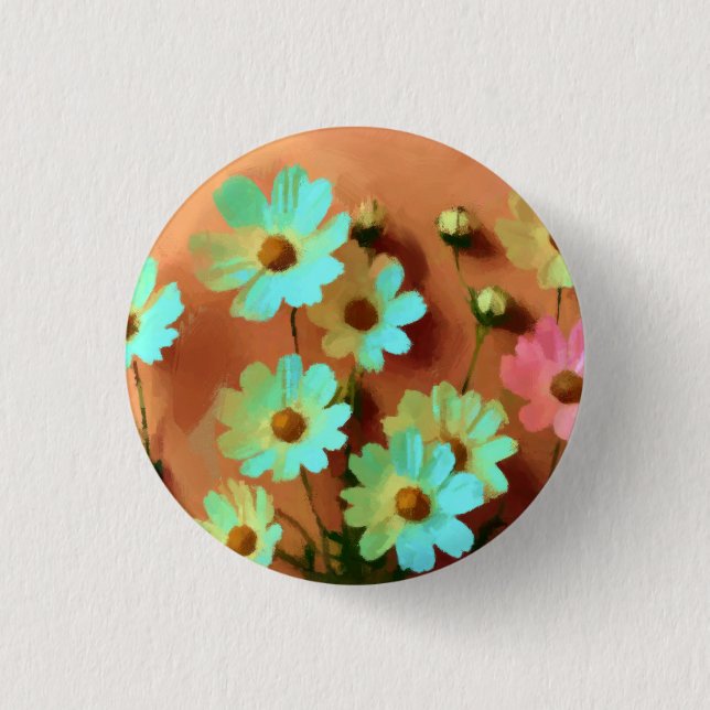 Zinnia Elegans Florals 3 Cm Round Badge (Front)