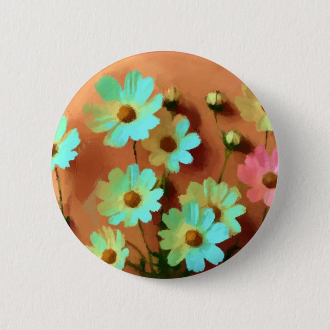 Zinnia Elegans Flowers 6 Cm Round Badge (Front)