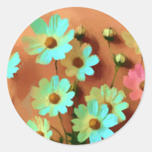Zinnia Elegans Flowers Classic Round Sticker