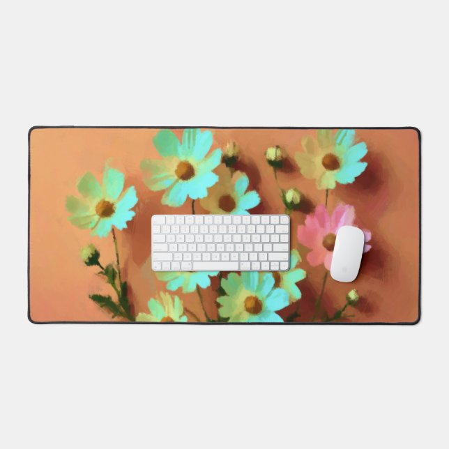 Zinnia Elegans Flowers Desk Mat (Keyboard & Mouse)