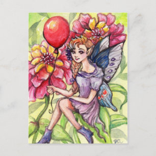 Zinnia Fairy with Red Balloon Postcard