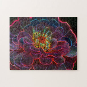 Zinnia Fantasy Abstract Flower Art  Jigsaw Puzzle