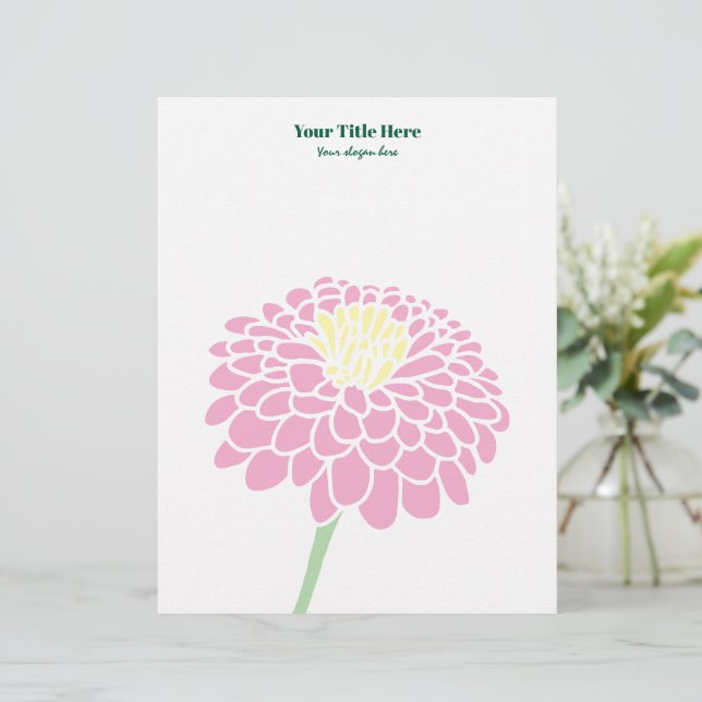 ZInnia flower drawing custom letterhead design (Standing Front)