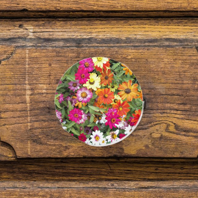 Zinnia Flower Garden Floral Ceramic Knob (In Situ)